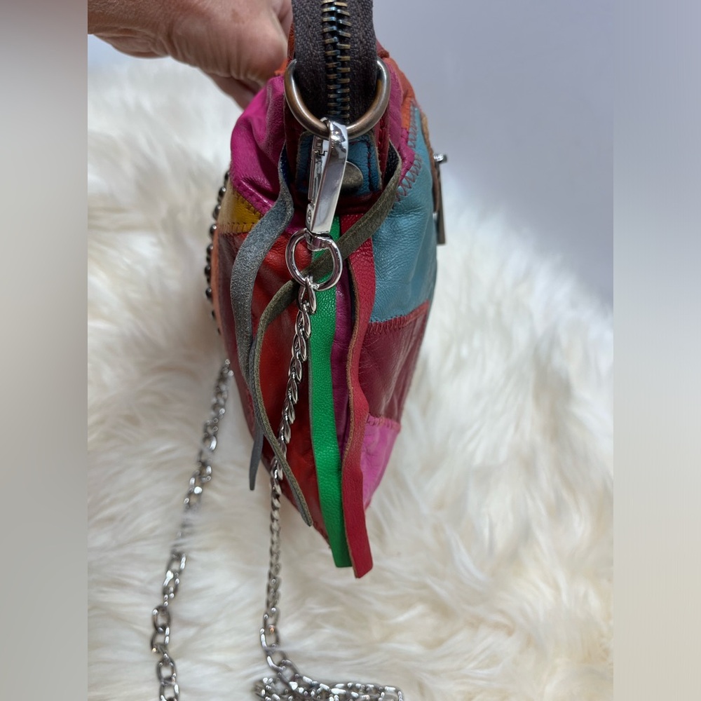 Ameri Leather Patchwork Studded Skull Clutch/ Cro… - image 4